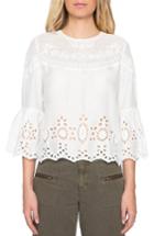 Women's Willow & Clay Embroidered Bell Sleeve Top - Ivory