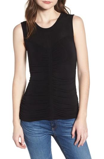 Women's Trouve Shirred Tank, Size - Black