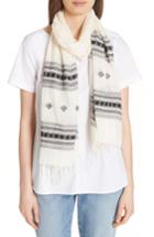 Women's Eileen Fisher Embroidered Organic Cotton Scarf, Size - Ivory