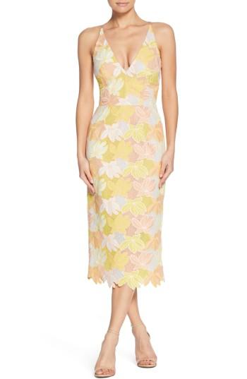 Women's Dress The Population Aurora Lace Midi Dress - Yellow