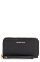 Women's Michael Michael Kors Mercer Large Leather Tech Wristlet - Black