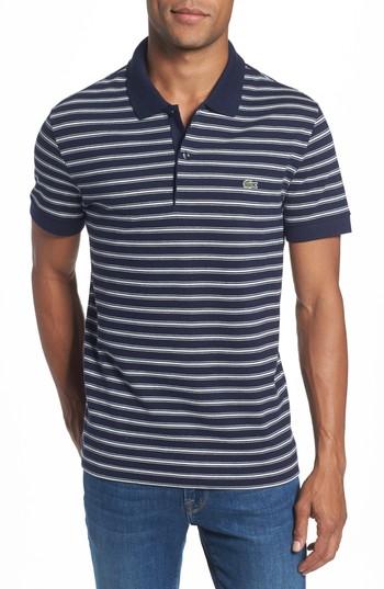 Men's Lacoste Stripe Polo (l) - Blue