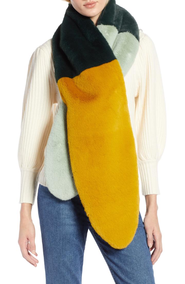 Women's Halogen X Atlantic-pacific Colorblock Faux Fur Stole
