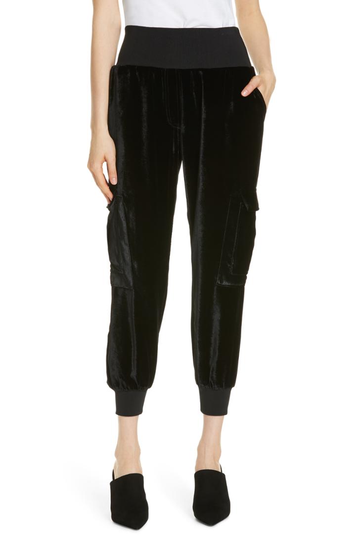 Women's Cinq A Sept Giles Velvet Jogger Pants, Size - Black