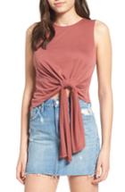 Women's Astr The Label Tie Waist Crop Tank - Brown
