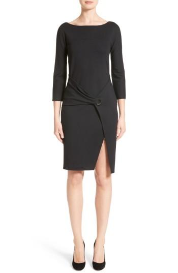 Women's Armani Collezioni Grommet Detail Milano Jersey Dress Us / 40 It - Black