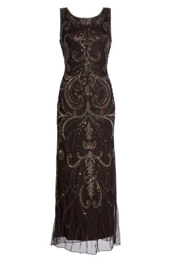Women's Pisarro Nights Scoop Back Embellished Gown - Brown