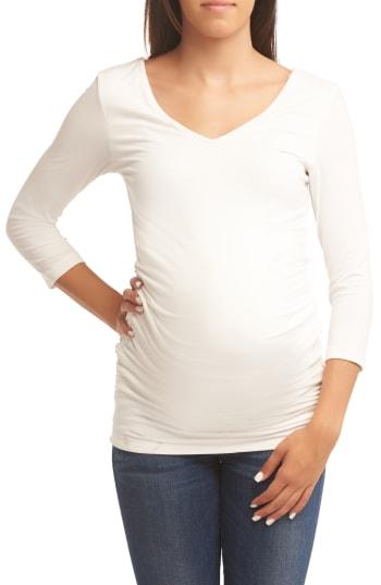 Women's Baby Moon Ruched Maternity Top - White