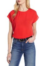 Women's Halogen Cap Sleeve Woven Blouse - Red