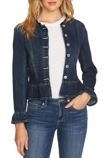 Women's Cece Ruffled Denim Jacket - Blue