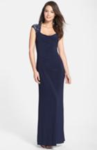 Women's Lauren Ralph Lauren Sequin Lace Sleeve Jersey Gown