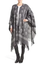 Women's Alexander Mcqueen 'big Skull' Wool & Cashmere Jacquard Poncho