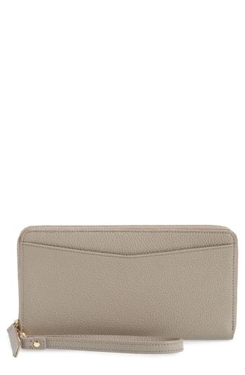 Women's Nordstrom Zip Around Leather Continental Wallet - Grey