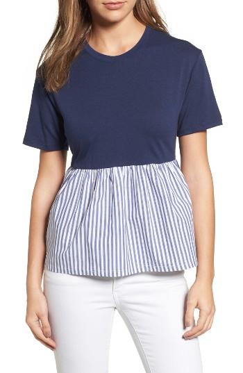 Women's Halogen Woven Peplum Tee - Blue