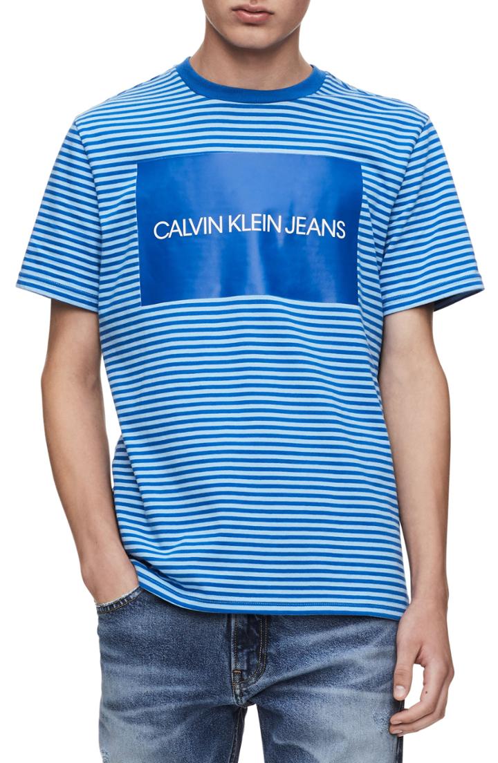 Men's Calvin Klein Jeans Stripe Institutional Logo T-shirt - Blue