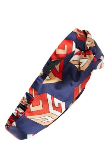 Gucci Logo Print Silk Head Wrap, Size - Red