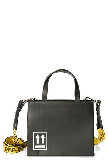 Off-white Medium Leather Box Bag - Black