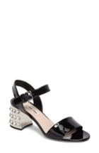 Women's Miu Miu Crystal Embellished Block Heel Sandal .5us / 35.5eu - Metallic