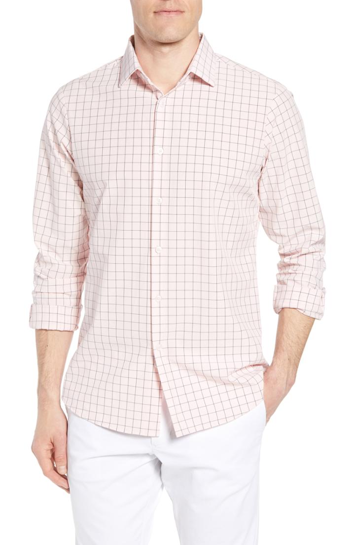 Men's Mizzen+main Andrews Slim Fit Windowpane Performance Sport Shirt