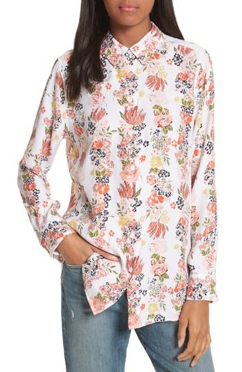Women's Equipment Essential Floral Silk Shirt - White