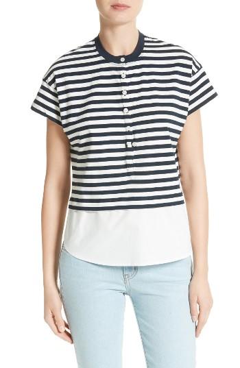 Women's Derek Lam 10 Crosby Stripe Henley Tee