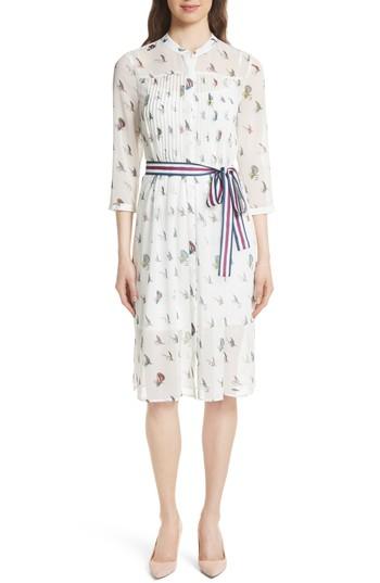 Women's Ted Baker London Zenaa Fly Fish Print Shirtdress - Ivory