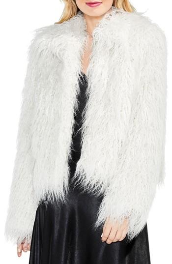 Women's Vince Camuto Long Hair Faux Fur Jacket, Size - White