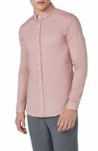Men's Topman Muscle Fit Oxford Shirt, Size - Pink