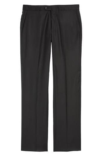 Men's Hickey Freeman Classic B Fit Flat Front Solid Wool Trousers
