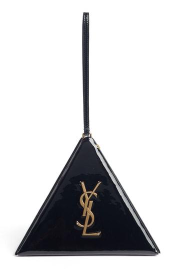 Saint Laurent Pyramid Patent Minaudiere - Black
