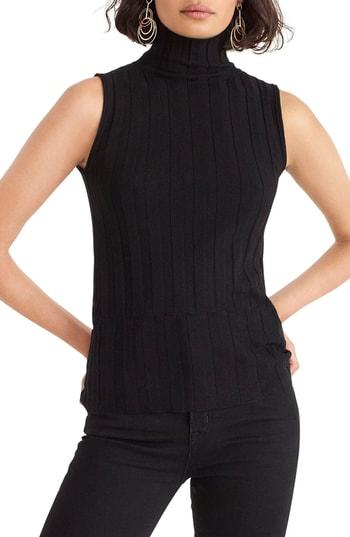 Women's J.crew 365 Stretch Sleeveless Turtleneck Sweater - Black