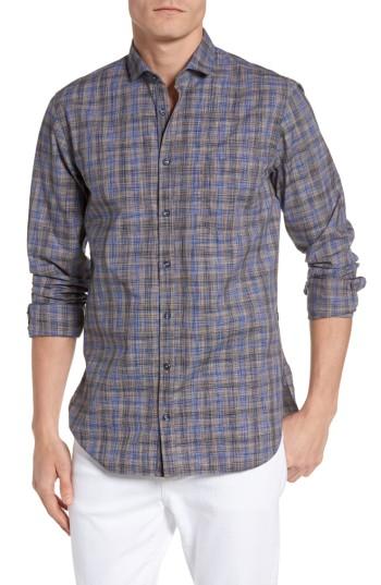 Men's Boss Orange Cattitude Brushed Plaid Shirt - Beige