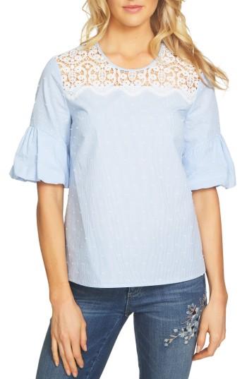 Women's Cece Lace Yoke Clip Dot Blouse - Blue