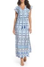Women's Adrianna Papell Print Blouson Maxi Dress - Blue