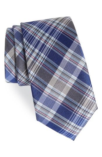 Men's Nordstrom Men's Shop Sassafrass Plaid Silk Tie, Size - Blue