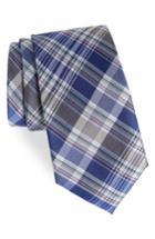 Men's Nordstrom Men's Shop Sassafrass Plaid Silk Tie, Size - Blue