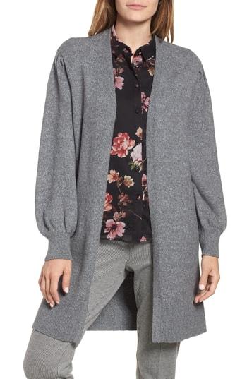 Women's Vince Camuto Drama Bubble Sleeve Cotton Blend Cardigan - Grey