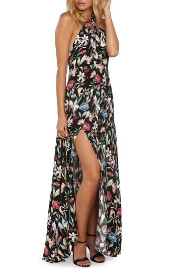 Women's Willow & Clay Print Halter Maxi Dress - Black