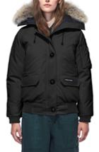 Women's Canada Goose Chilliwack Hooded Down Bomber Jacket With Genuine Coyote Fur Trim (14-16) - Black