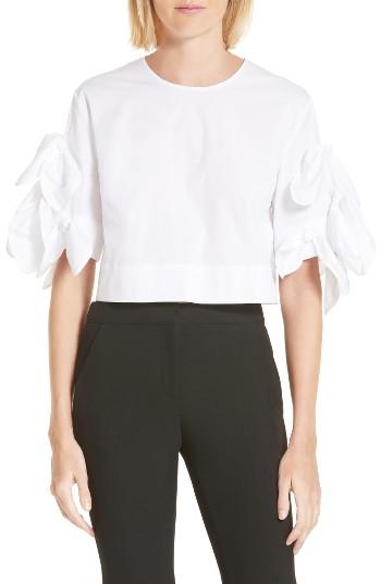 Women's Msgm Petal Sleeve Crop Top