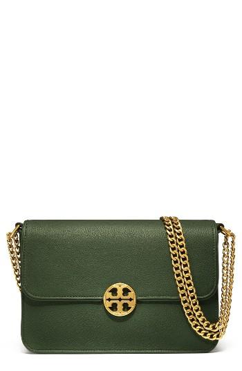 Tory Burch Chelsea Leather Shoulder Bag - Green