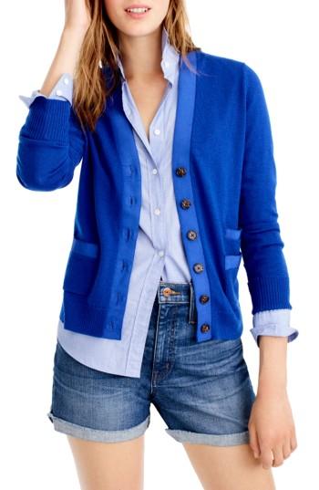 Women's J.crew Harlow Merino Wool Cardigan, Size - Blue