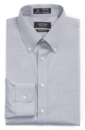 Men's Nordstrom Men's Shop Smartcare(tm) Traditional Fit Pinpoint Dress Shirt 34 - Blue