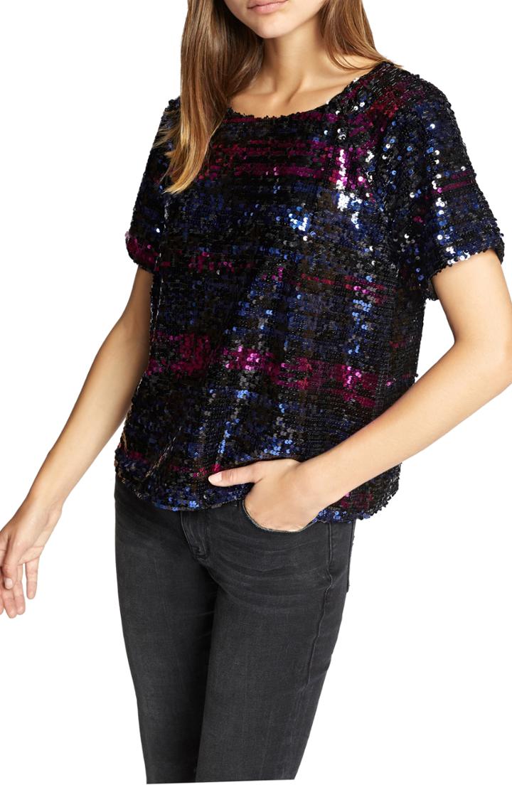 Women's Sanctuary Saturday Night Sequin Embellished Top - Black