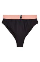 Women's Topshop Button Ribbed Bikini Bottoms Us (fits Like 0) - Black