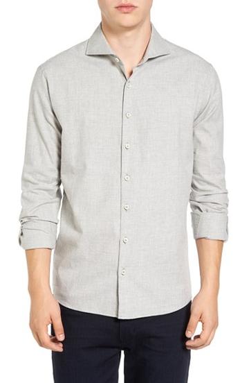 Men's Singer + Sargent Regular Fit Glen Plaid Sport Shirt - Beige