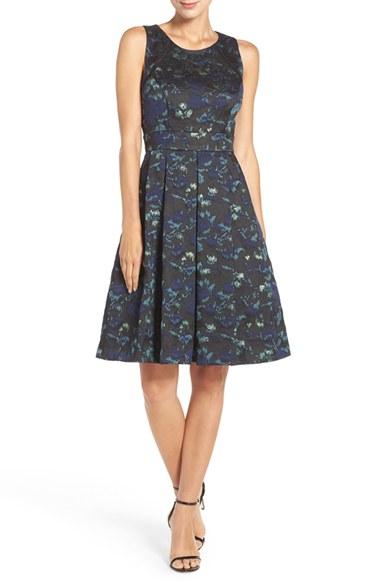 Women's Eliza J Jacquard Fit & Flare Dress - Black