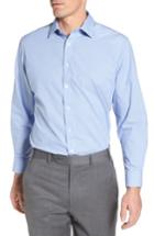Men's Nordstrom Men's Shop Tech-smart Traditional Fit Stretch Check Dress Shirt 34/35 - Blue