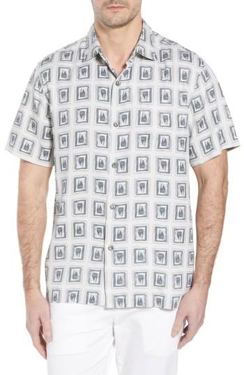 Men's Tommy Bahama Casa De Quatro Silk Camp Shirt - Grey