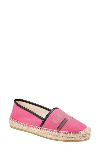 Women's Gucci Pilar Logo Espadrille Flat Us / 34eu - Pink